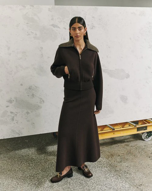 CLEA - DAKOTA BOILED WOOL BOMBER (CHOCOLATE) - Image 6