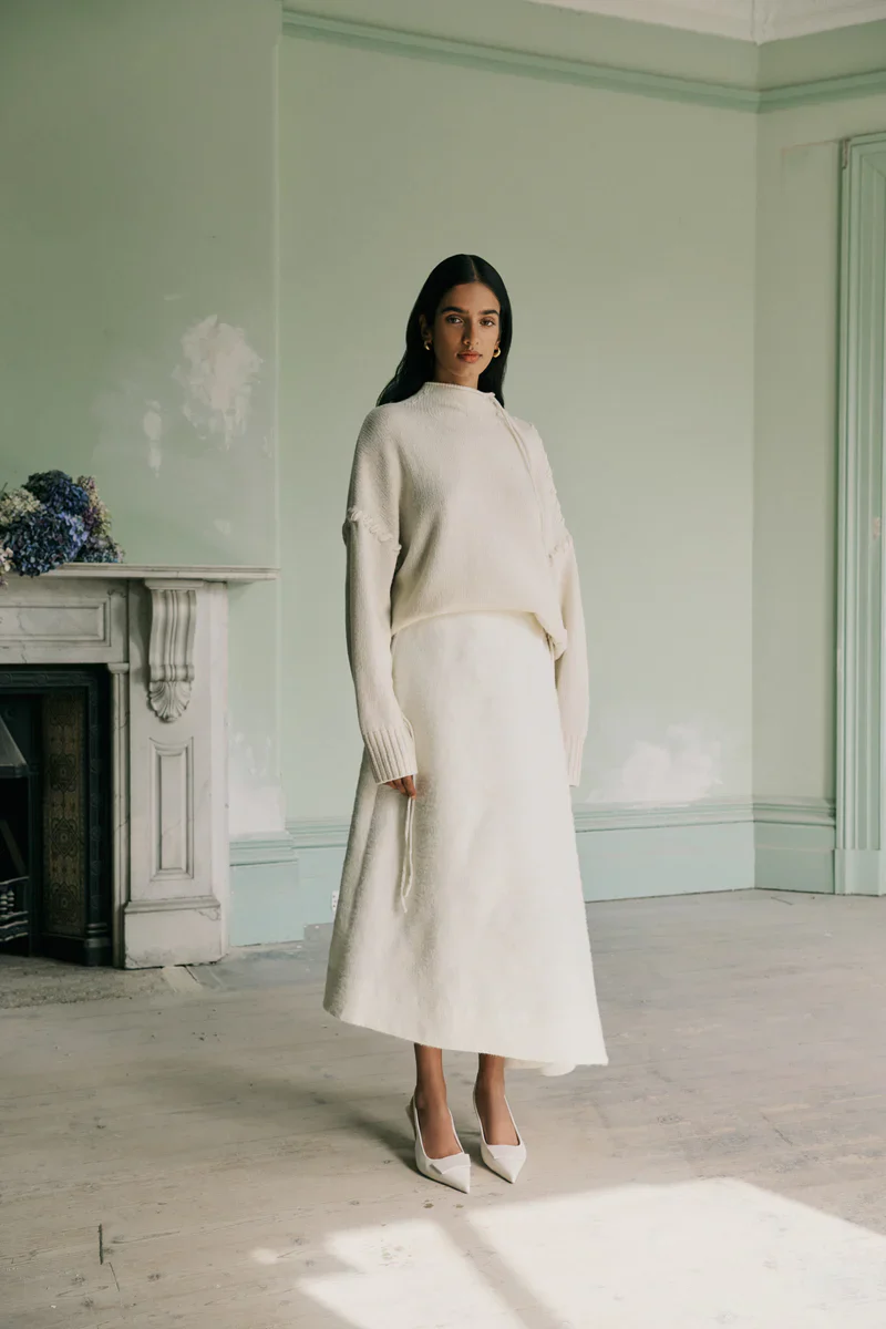 CLEA - RAFA ASYM SKIRT (CREAM JACQUARD) - Image 2