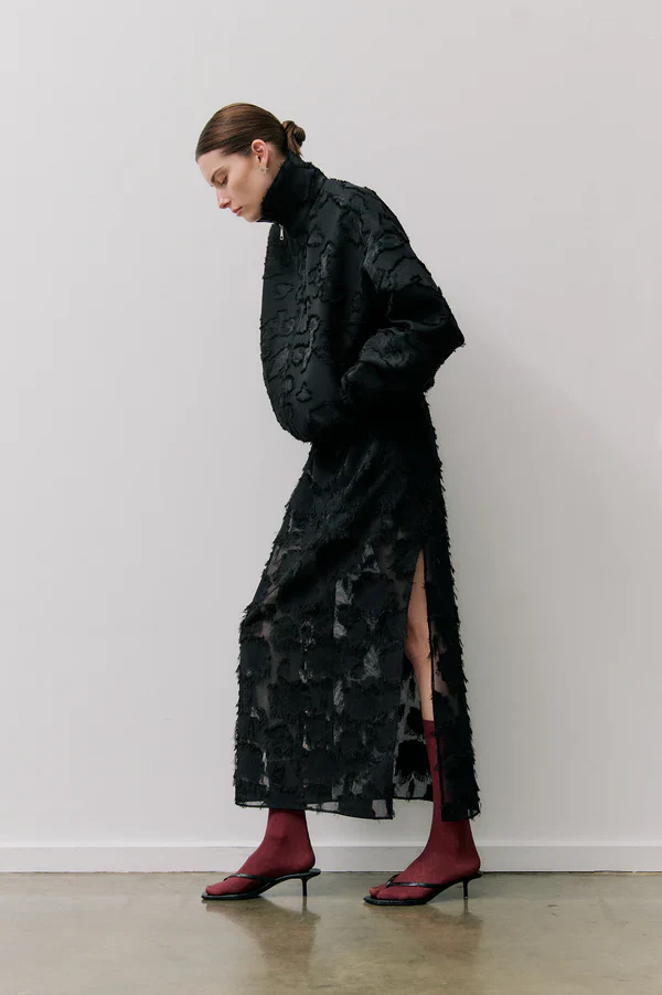 CLEA - VALOR BOMBER (BLACK CLIPPED JACQUARD) - Image 8