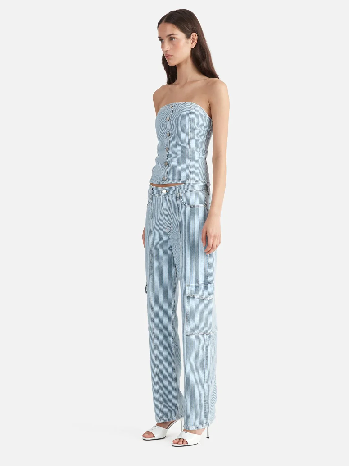 DIANA DENIM UTILITY PANT (ICE BLUE STRIPE) - Image 3