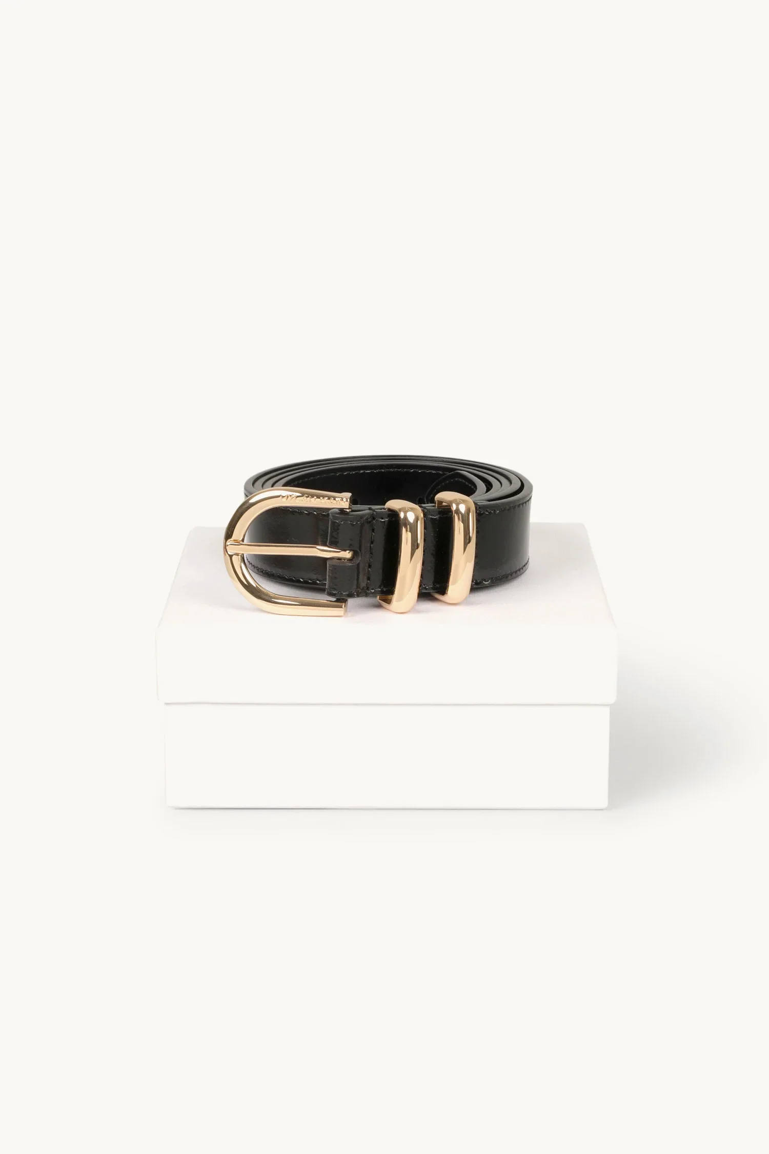 DYLAN KAIN - The Tia Patent Belt Light Gold (Black) - Image 3
