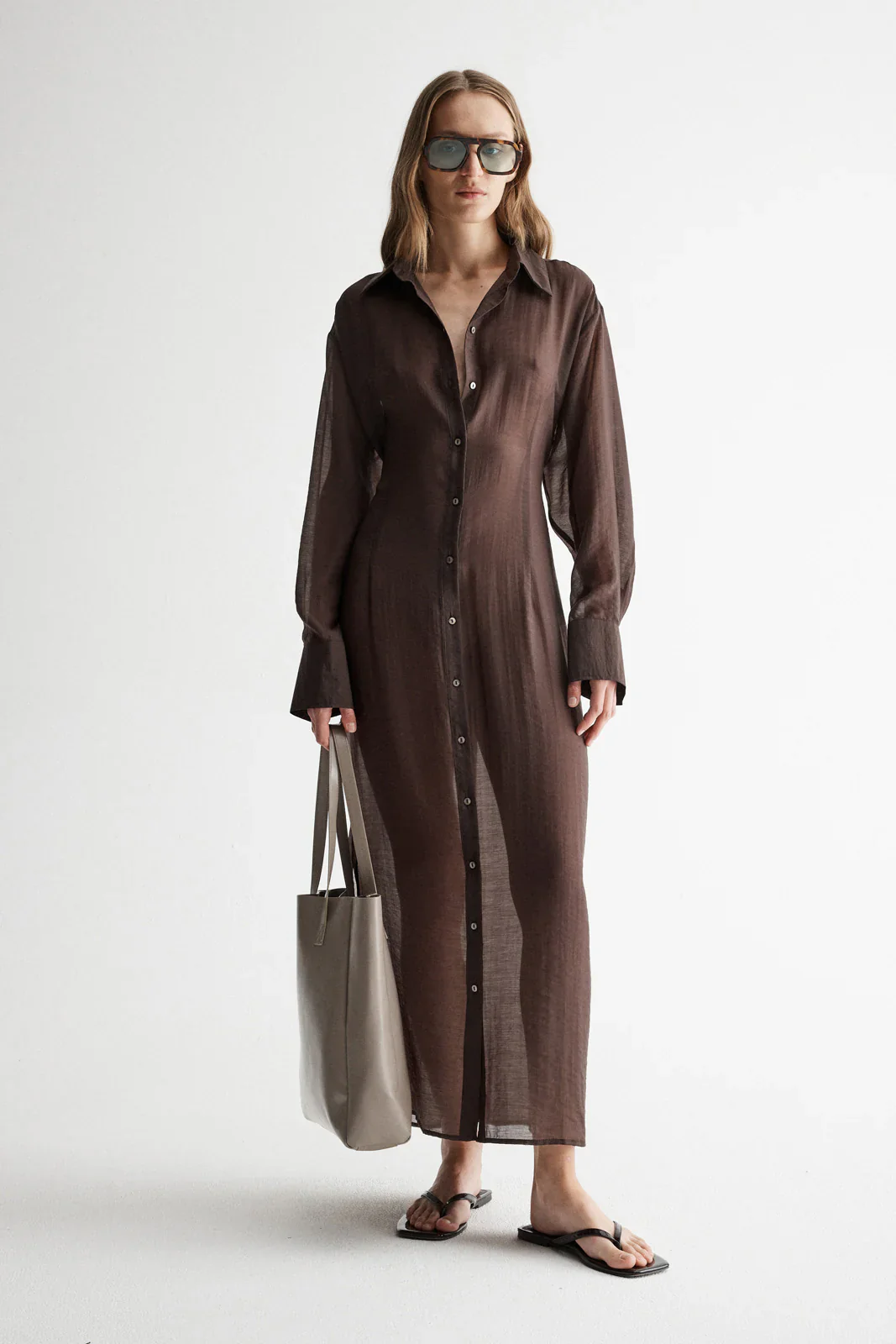 ELKA COLLECTIVE -  BODHI SHIRT DRESS (CHOCOLATE)