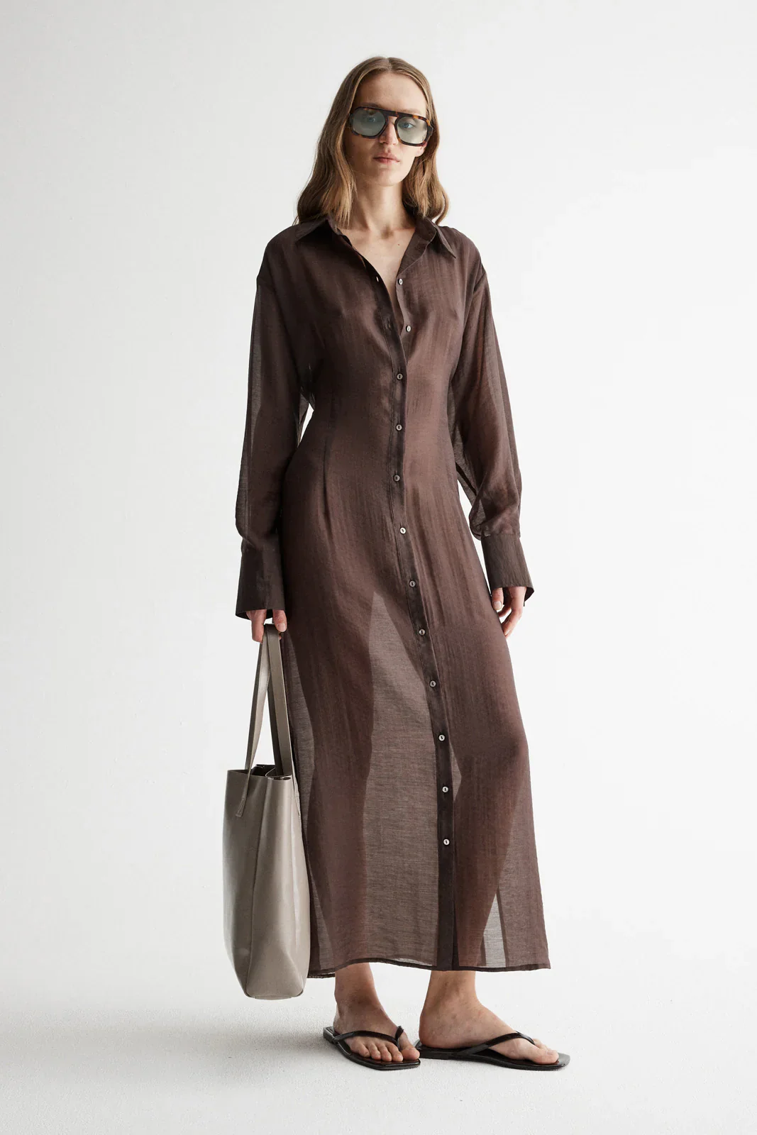 ELKA COLLECTIVE -  BODHI SHIRT DRESS (CHOCOLATE) - Image 3