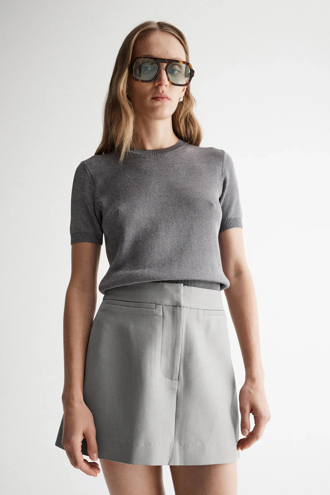 ELKA COLLECTIVE - OCEANA KNIT TEE (DARK CHROME LUREX)