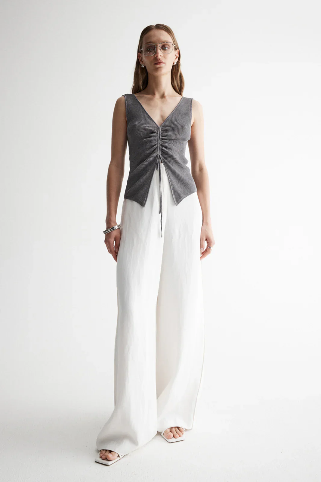 ELKA COLLECTIVE - LAGUNA KNIT TOP (DARK CHROME LUREX) - Image 3
