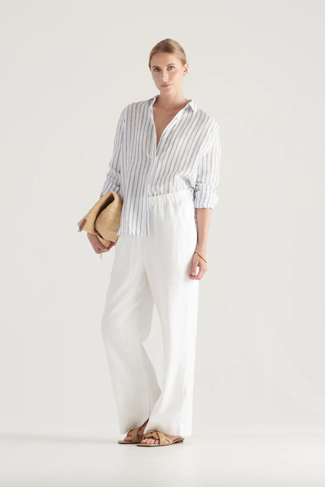 ELKA COLLECTIVE -Tamara Shirt (Blue / White Stripe) - Image 4