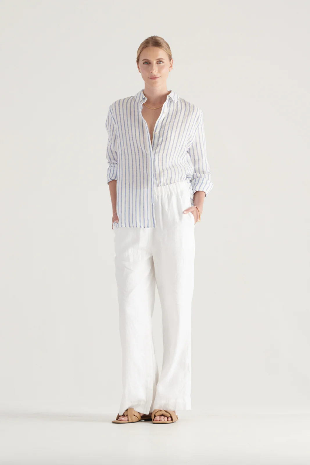 ELKA COLLECTIVE -Tamara Shirt (Blue / White Stripe) - Image 5