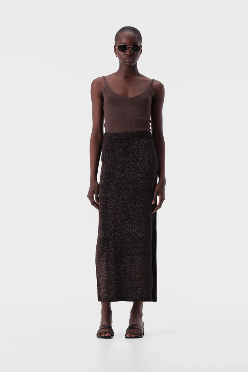 ELKA COLLECTIVE - THELMA KNIT SKIRT (COPPER LUREX) - Image 3