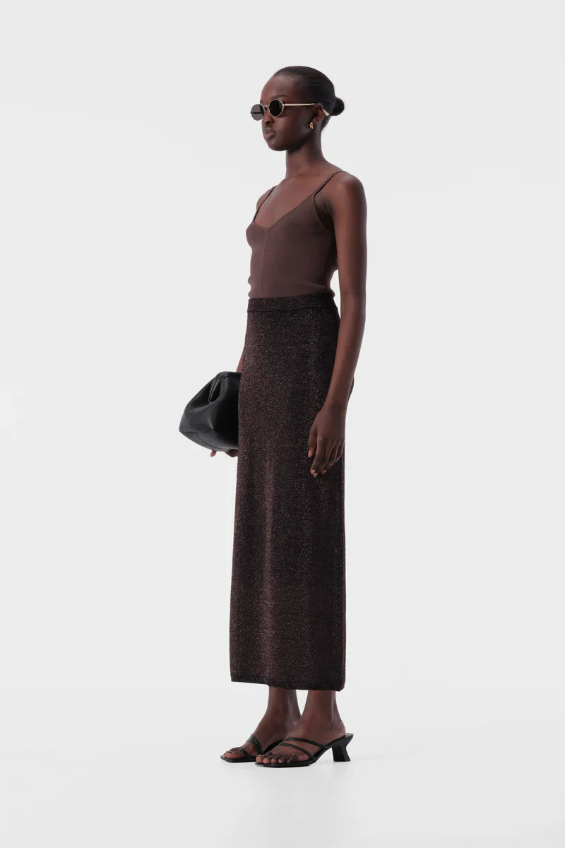 ELKA COLLECTIVE - THELMA KNIT SKIRT (COPPER LUREX) - Image 4