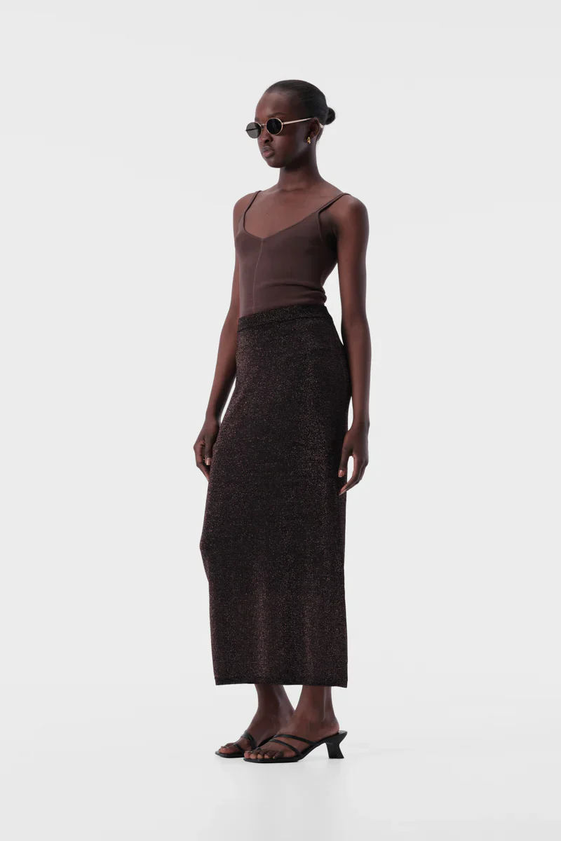 ELKA COLLECTIVE - THELMA KNIT SKIRT (COPPER LUREX) - Image 5