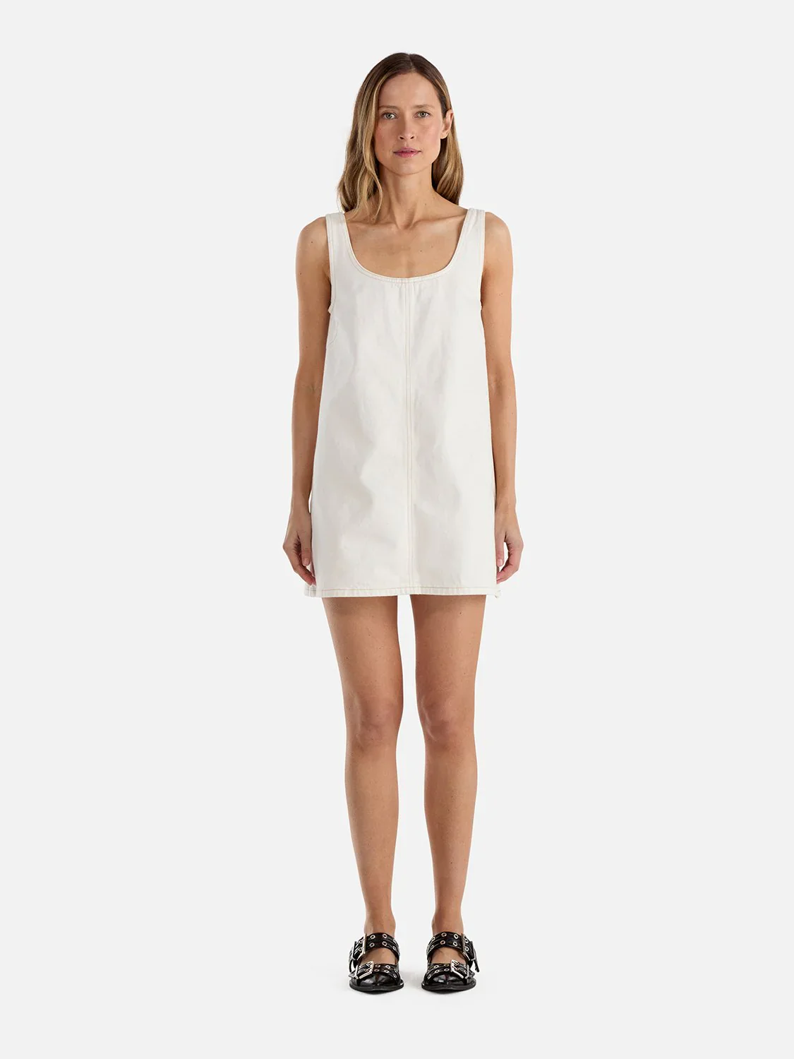 ENA PELLY - AMELIE DENIM MINI DRESS (WHITE)