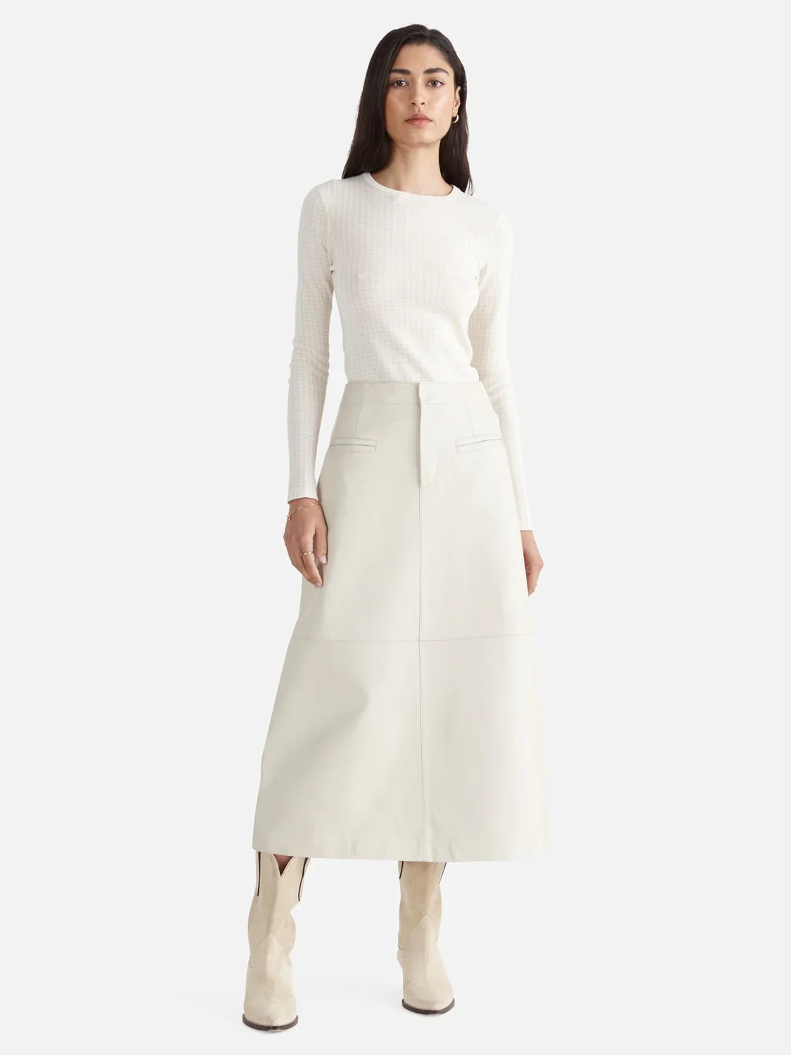 ENA PELLY - ARIA LEATHER MAXI SKIRT (SANDSHELL)