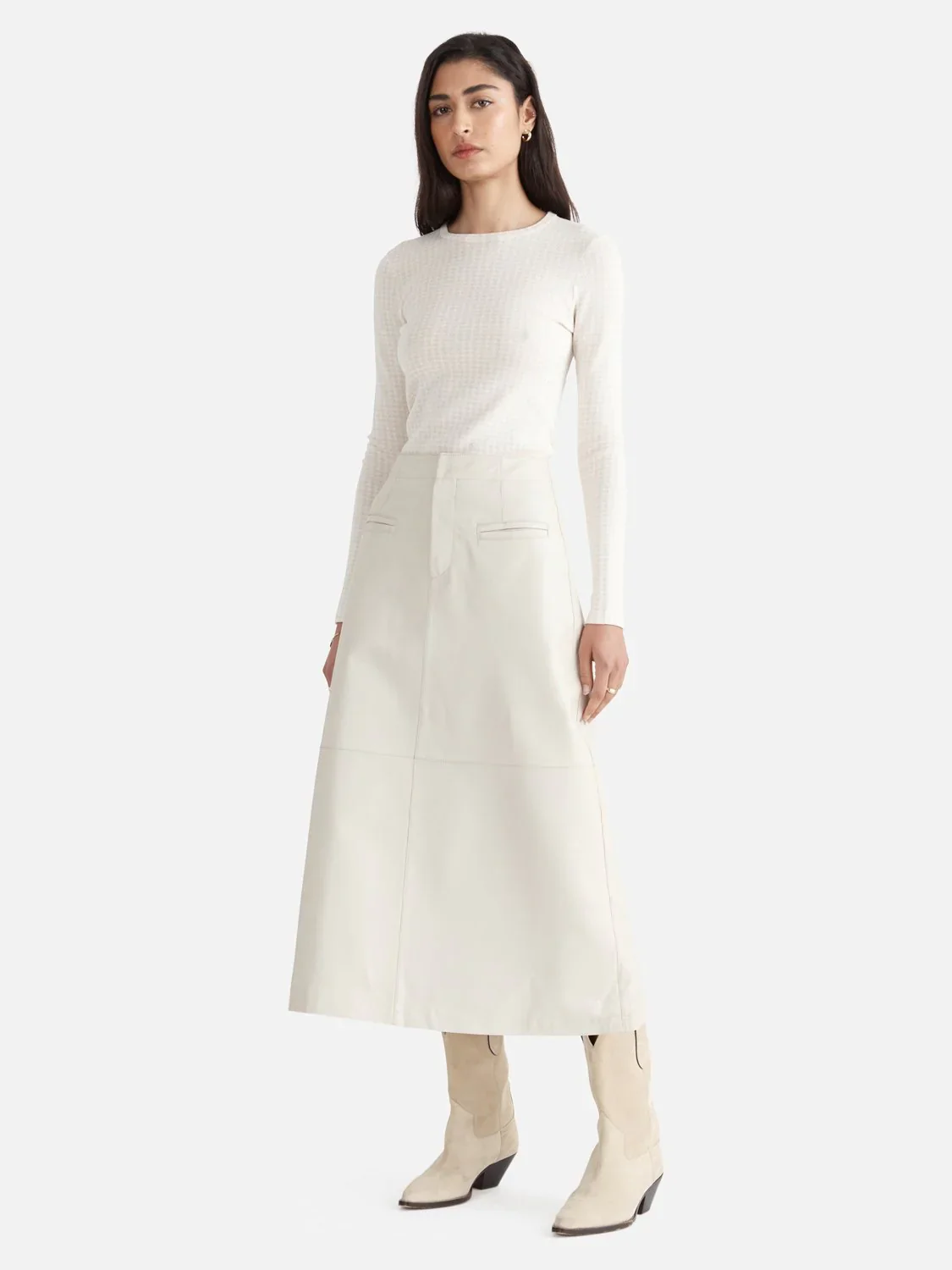 ENA PELLY - ARIA LEATHER MAXI SKIRT (SANDSHELL) - Image 2