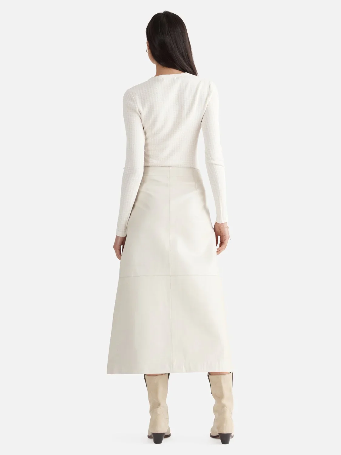 ENA PELLY - ARIA LEATHER MAXI SKIRT (SANDSHELL) - Image 3
