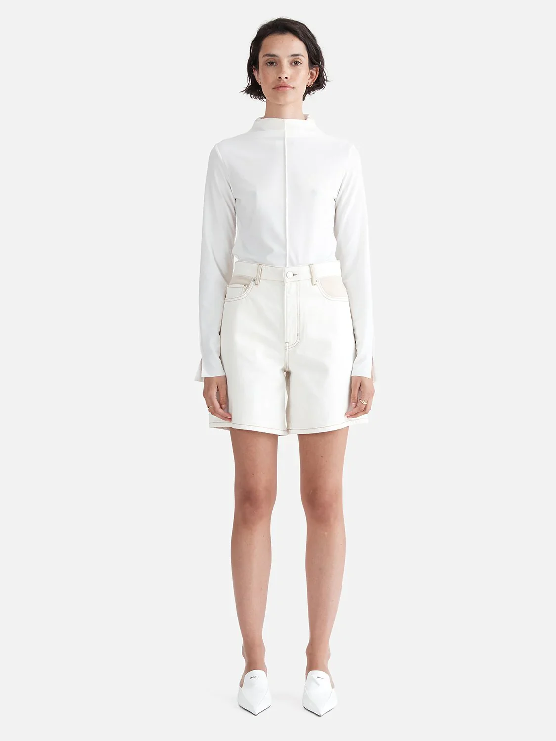 ENA PELLY - AUDREY MINI SHORT (WHITE / STONE) - Image 2