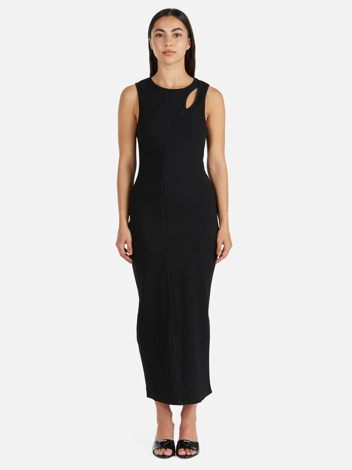 ENA PELLY BRONTE CUT OUT RIB DRESS (BLACK)