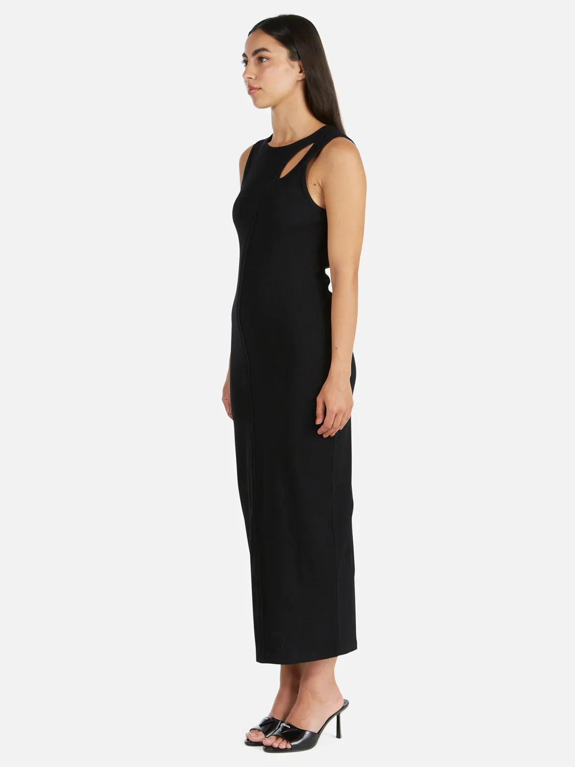 ENA PELLY BRONTE CUT OUT RIB DRESS (BLACK) - Image 4
