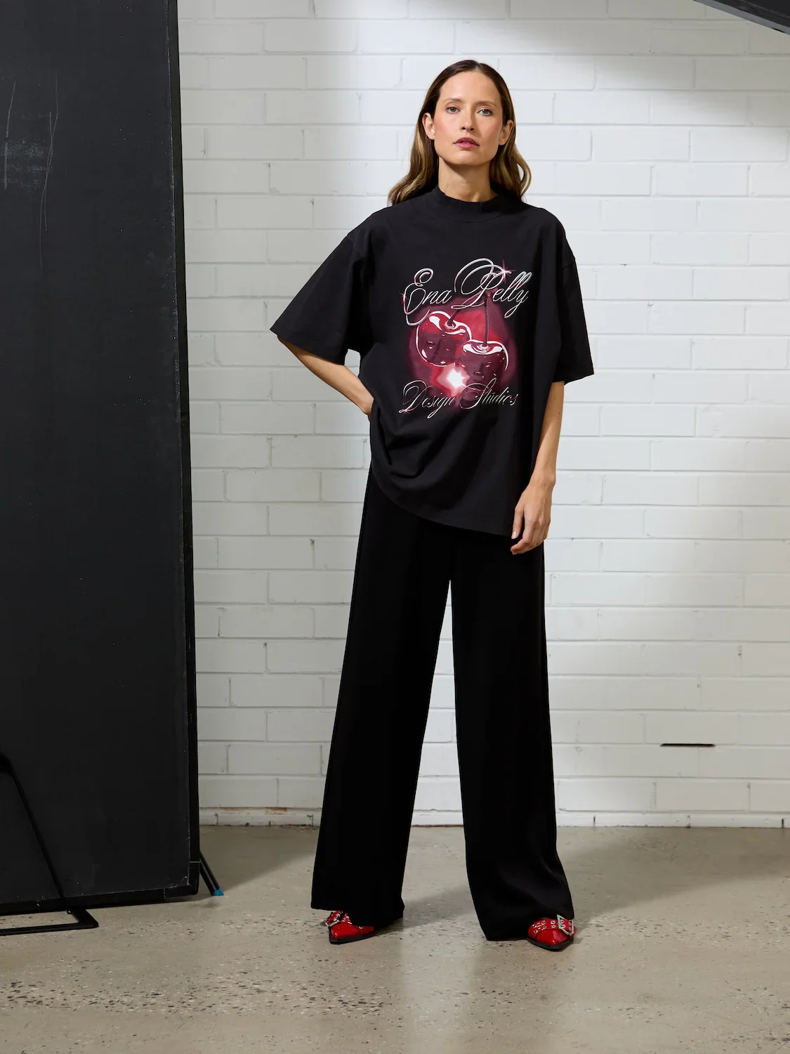ENA PELLY - CHROME CHERRY TEE (VINTAGE BLACK) - Image 2