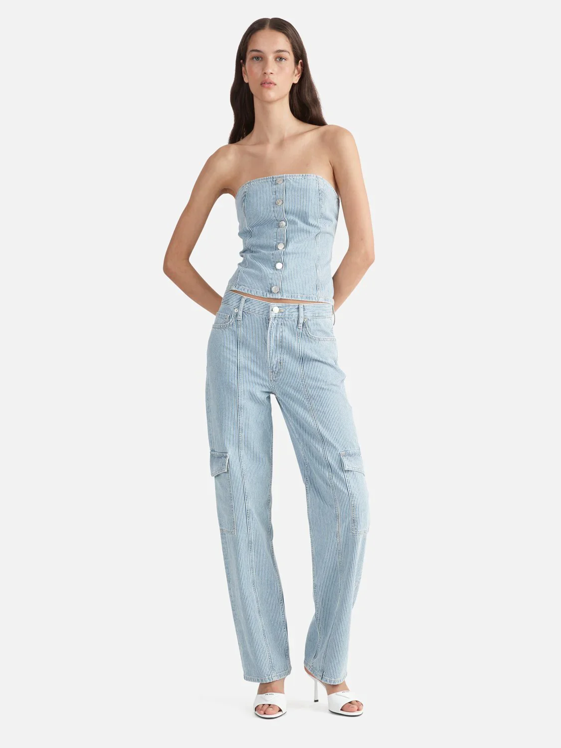 ENA PELLY - DIANA DENIM BUSTIER (ICE BLUE STRIPE) - Image 2