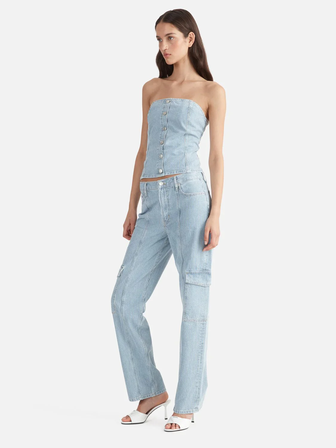 ENA PELLY - DIANA DENIM BUSTIER (ICE BLUE STRIPE) - Image 3