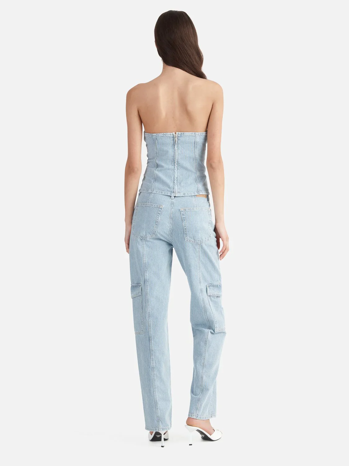 ENA PELLY - DIANA DENIM BUSTIER (ICE BLUE STRIPE) - Image 4