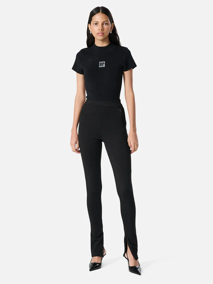 ENA PELLY - Ellen Short Sleeve Knit Top (Black) - Image 3