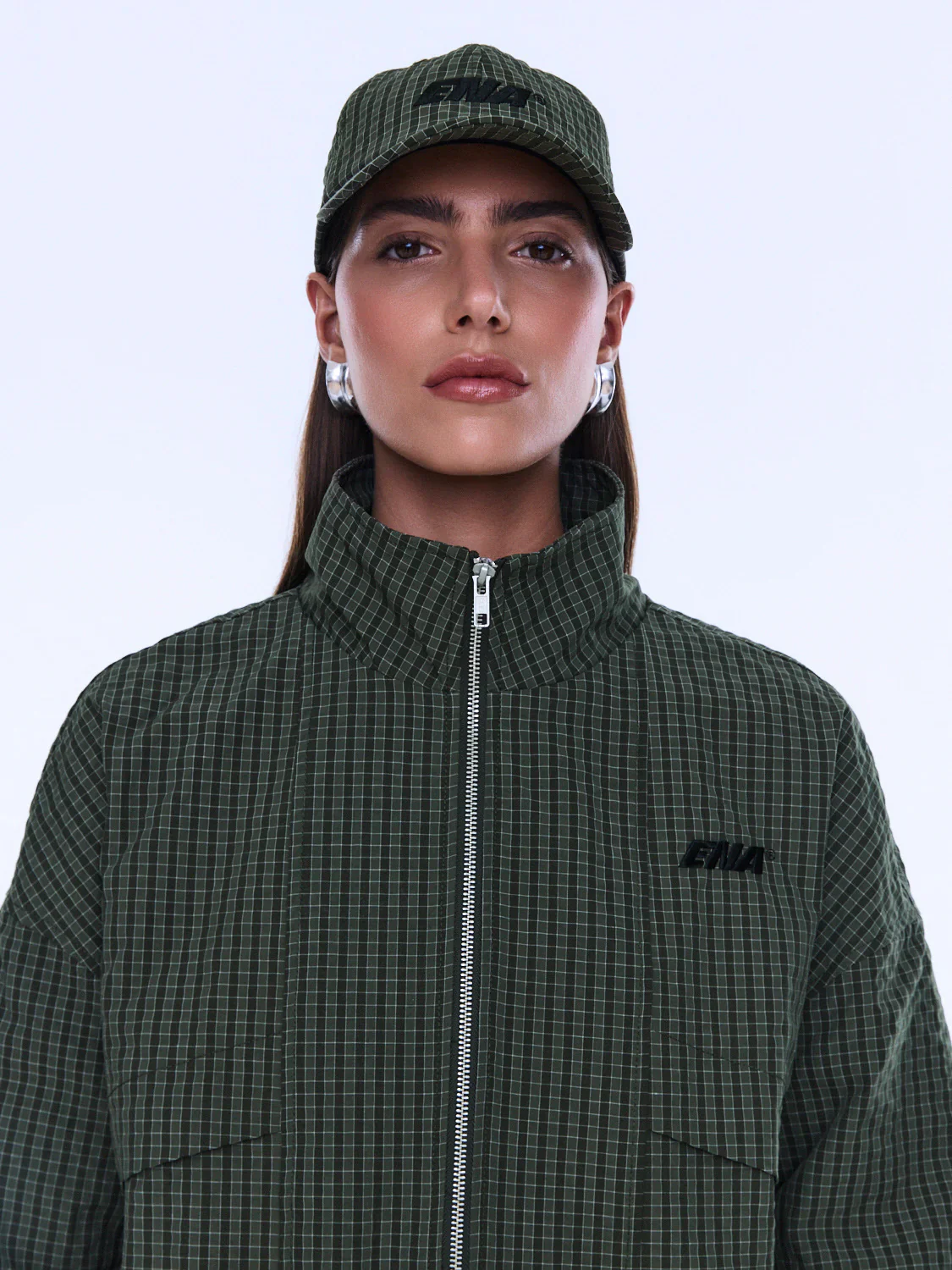 ENA PELLY - FALLON CHECK CAP (OLIVE CHECK)
