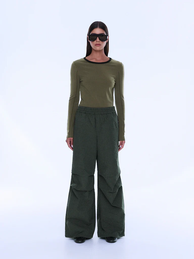 ENA PELLY - FALLON RELAXED PULL ON PANT (OLIVE CHECK) - Image 4