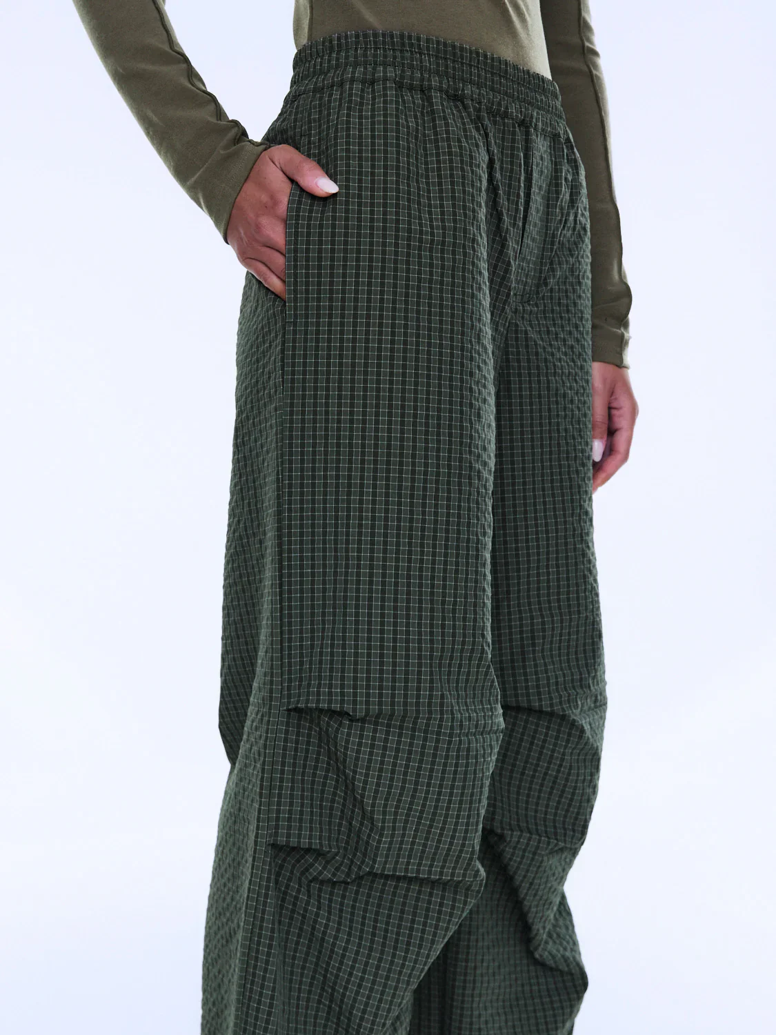 ENA PELLY - FALLON RELAXED PULL ON PANT (OLIVE CHECK) - Image 5