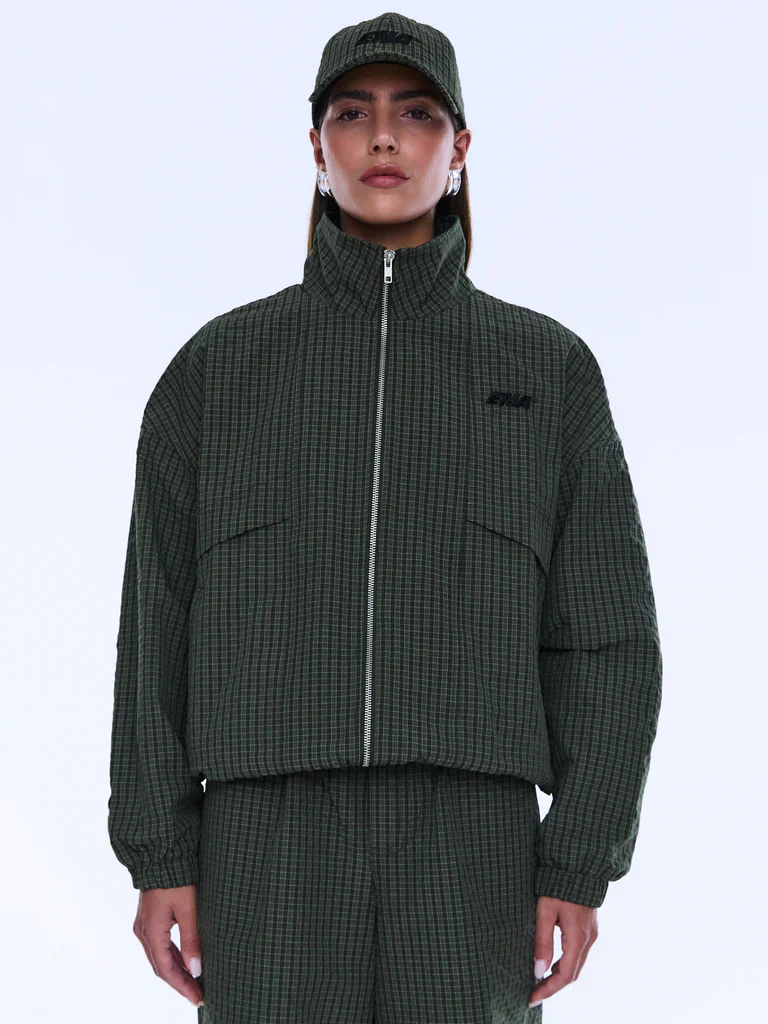 ENA PELLY - FALLON ZIP THRU JACKET (OLIVE CHECK)