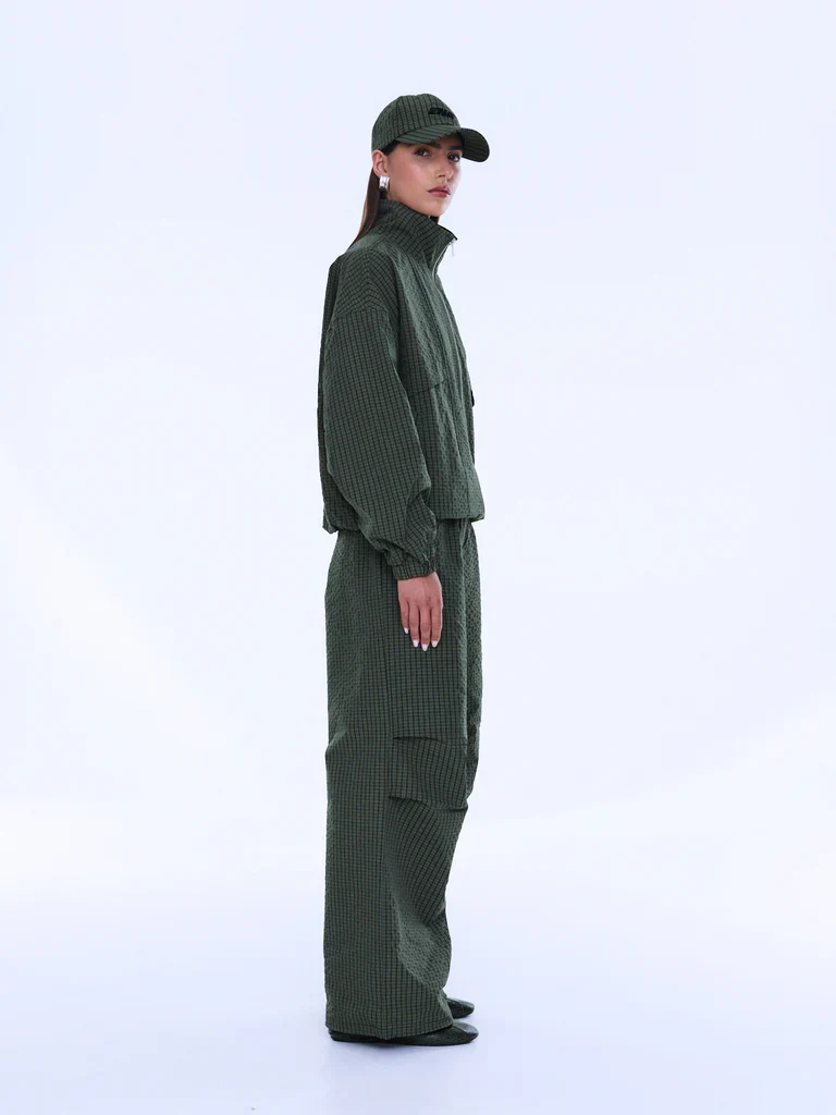 ENA PELLY - FALLON ZIP THRU JACKET (OLIVE CHECK) - Image 4
