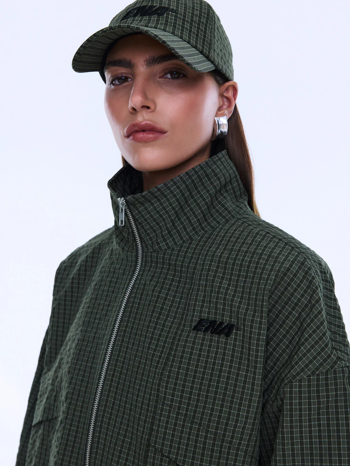 ENA PELLY - FALLON ZIP THRU JACKET (OLIVE CHECK) - Image 5