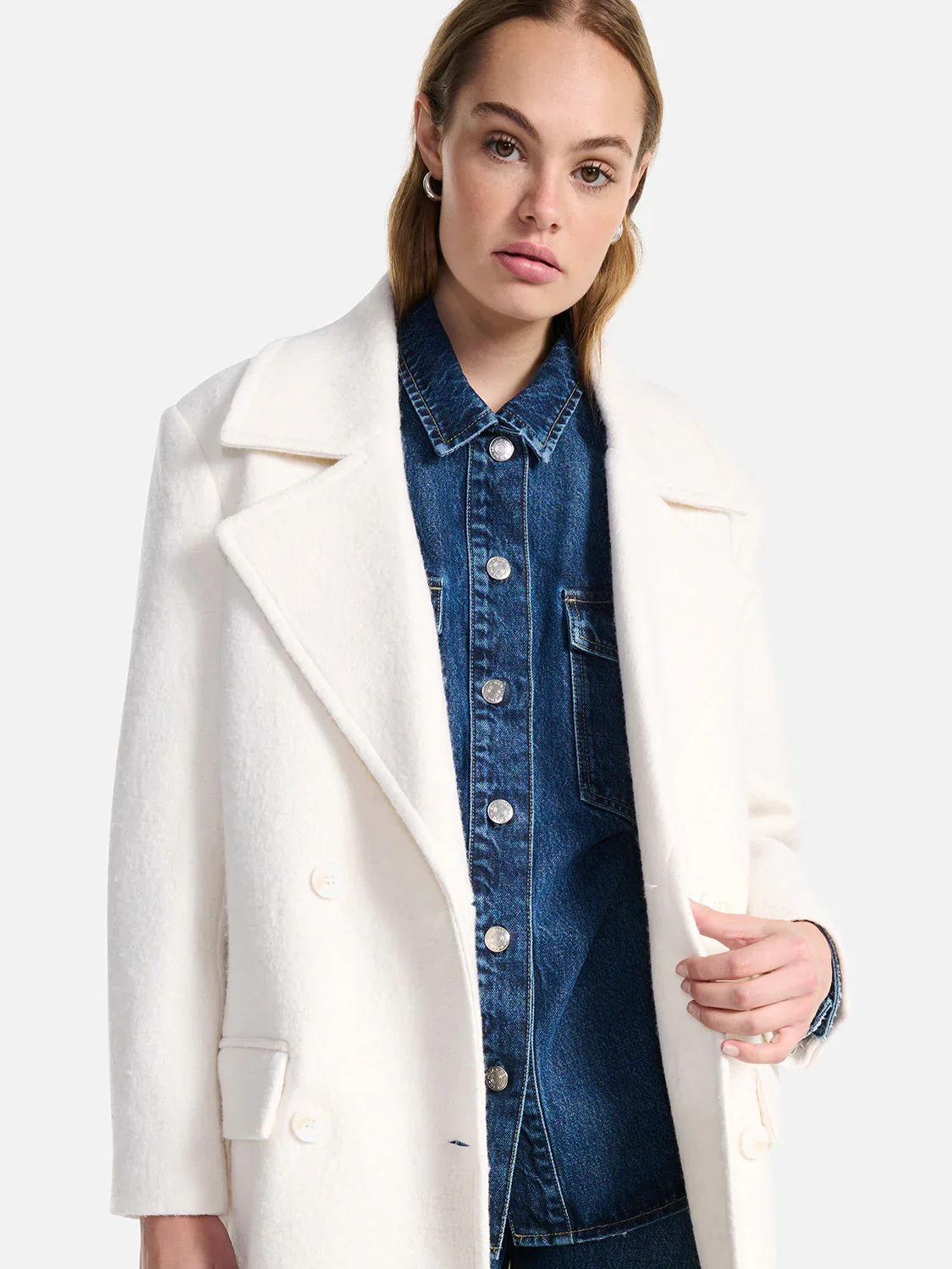 ENA PELLY - HARPER BOUCLE WOOL COAT (BONE) - Image 4