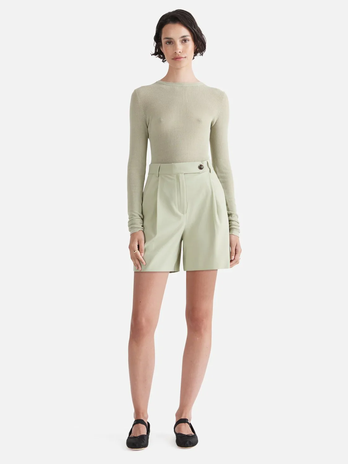Ena Pelly - Jade Tailored Bermuda Shorts (Sage) - Image 2