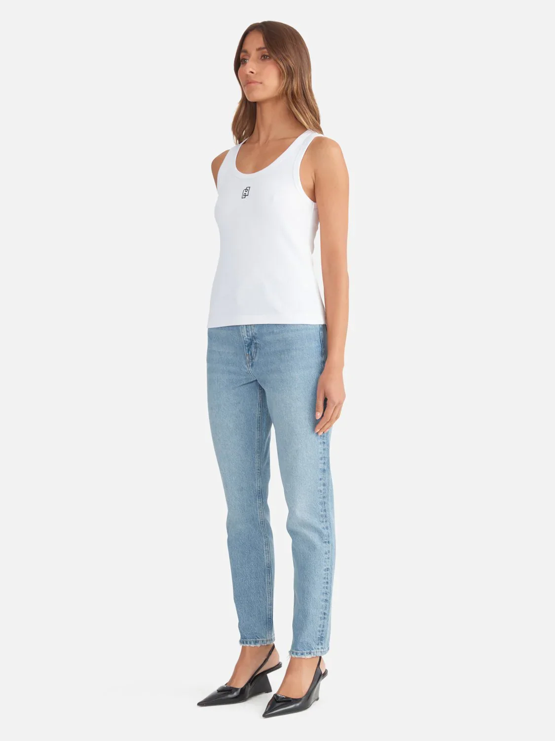 ENA PELLY - KENDALL MONOGRAM TANK (WHITE) - Image 3