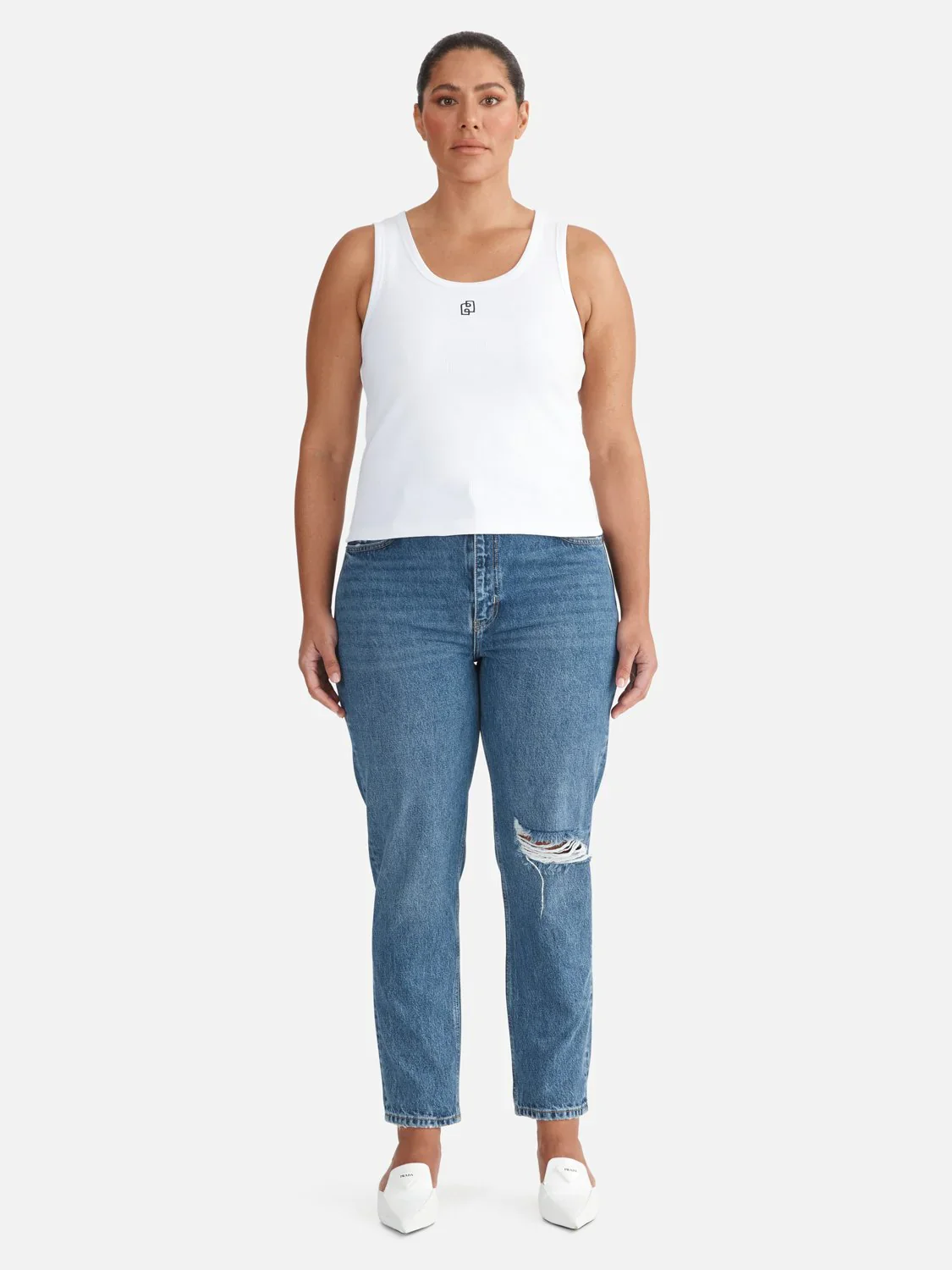 ENA PELLY - KENDALL MONOGRAM TANK (WHITE) - Image 4