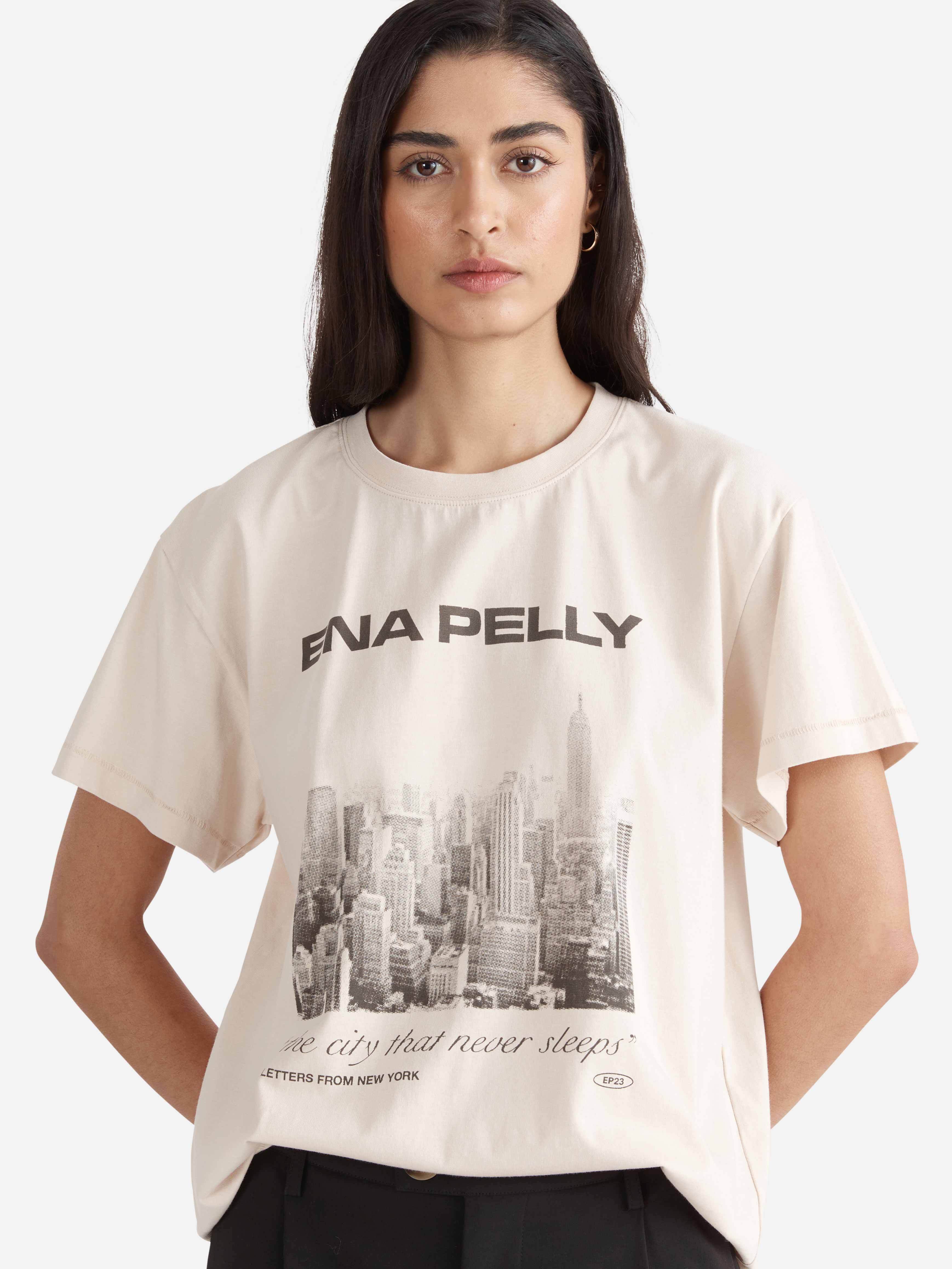 ENA PELLY - LETTERS FROM NEW YORK OVERSIZED TEE (PARCHMENT) - Image 5