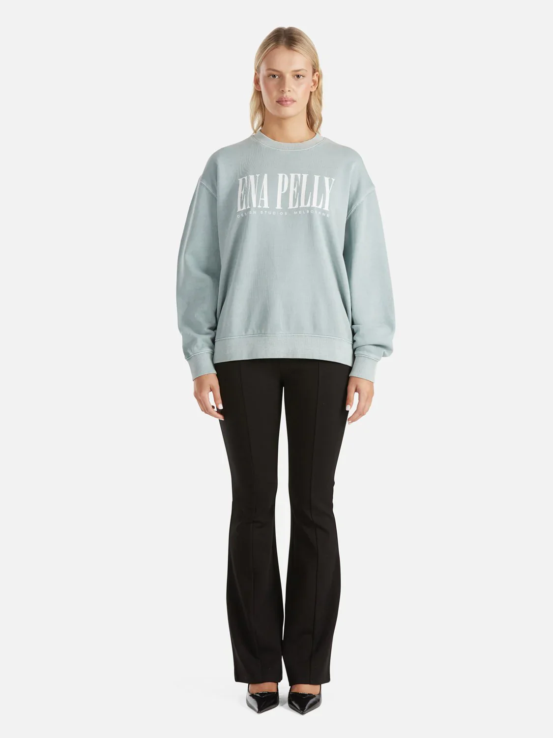 ENA PELLY - LILLY OVERSIZED SWEATER CITY LOGO (SEAFOAM WASH)