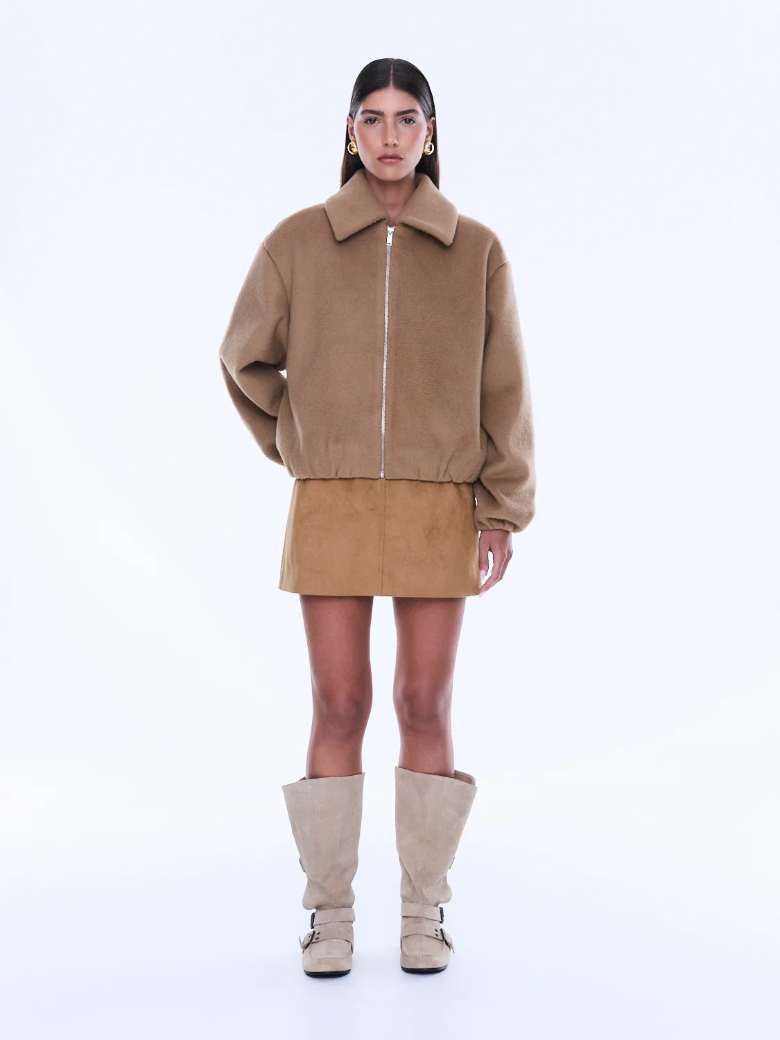 ENA PELLY - MAEVE WOOL BLEND BOMBER (SAND)