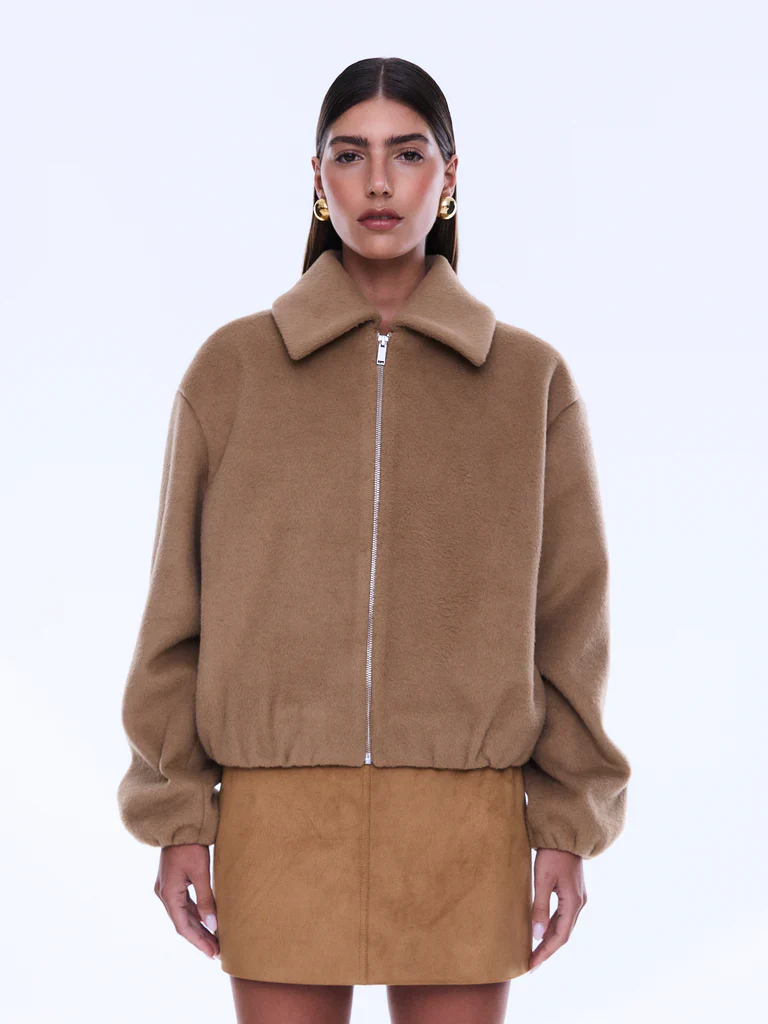 ENA PELLY - MAEVE WOOL BLEND BOMBER (SAND) - Image 2