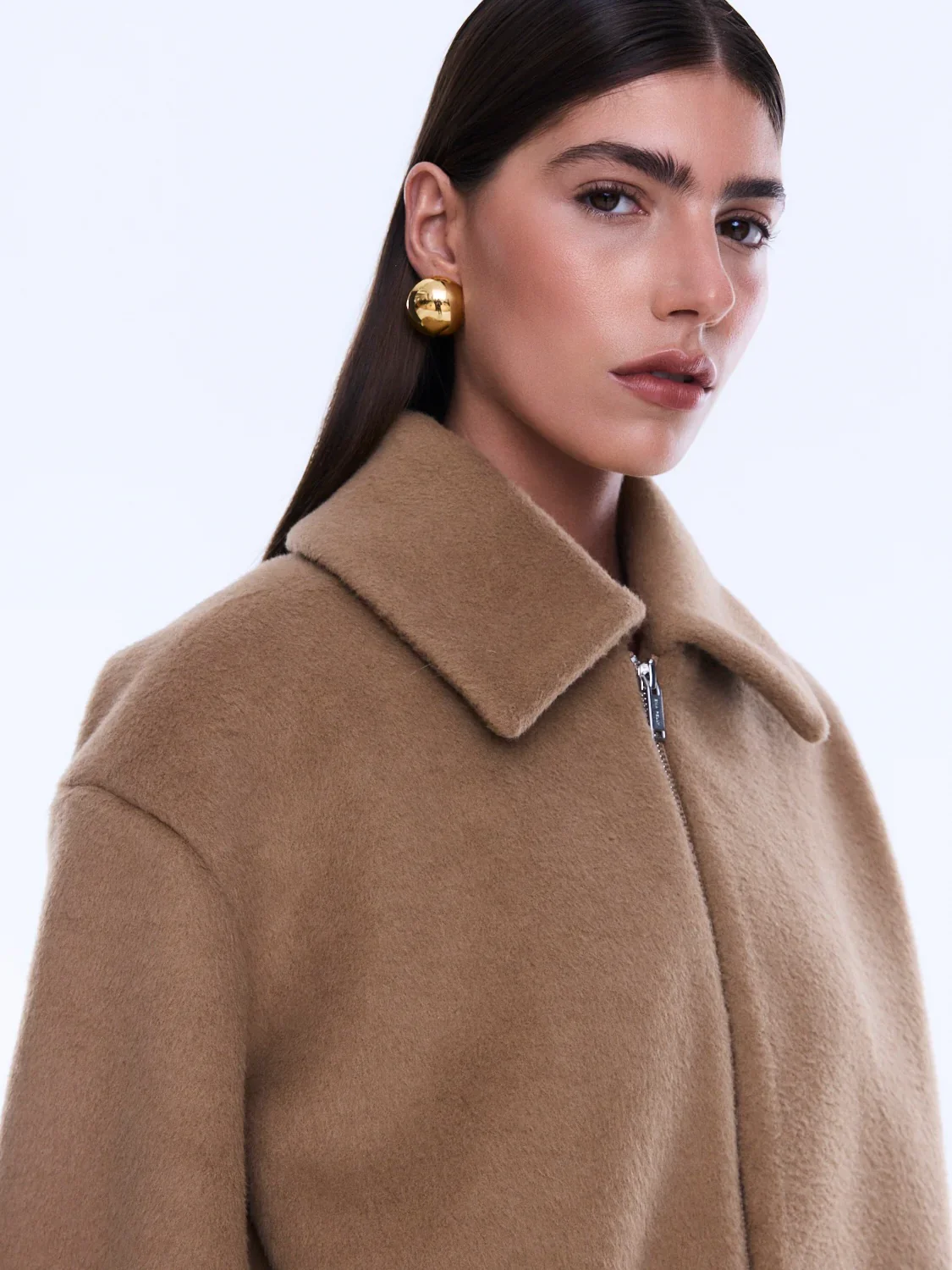 ENA PELLY - MAEVE WOOL BLEND BOMBER (SAND) - Image 3