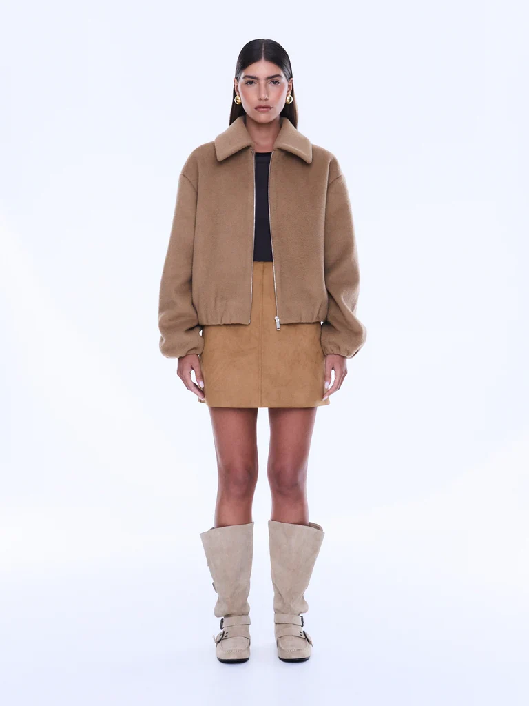ENA PELLY - MAEVE WOOL BLEND BOMBER (SAND) - Image 6