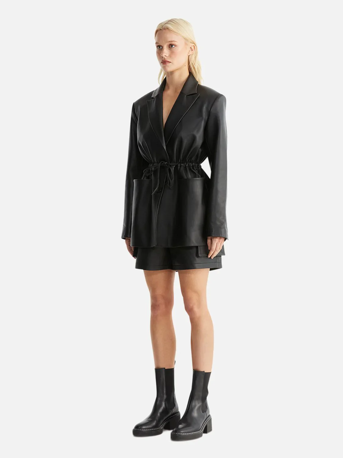 ENA PELLY - MARCO LEATHER BLAZER (BLACK) - Image 2