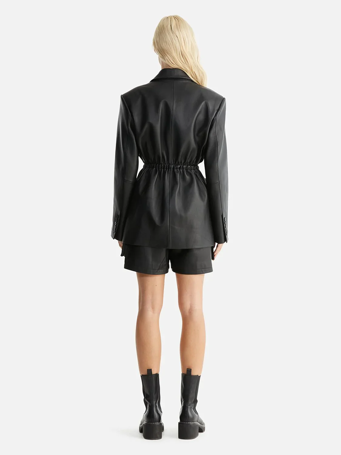 ENA PELLY - MARCO LEATHER BLAZER (BLACK) - Image 3