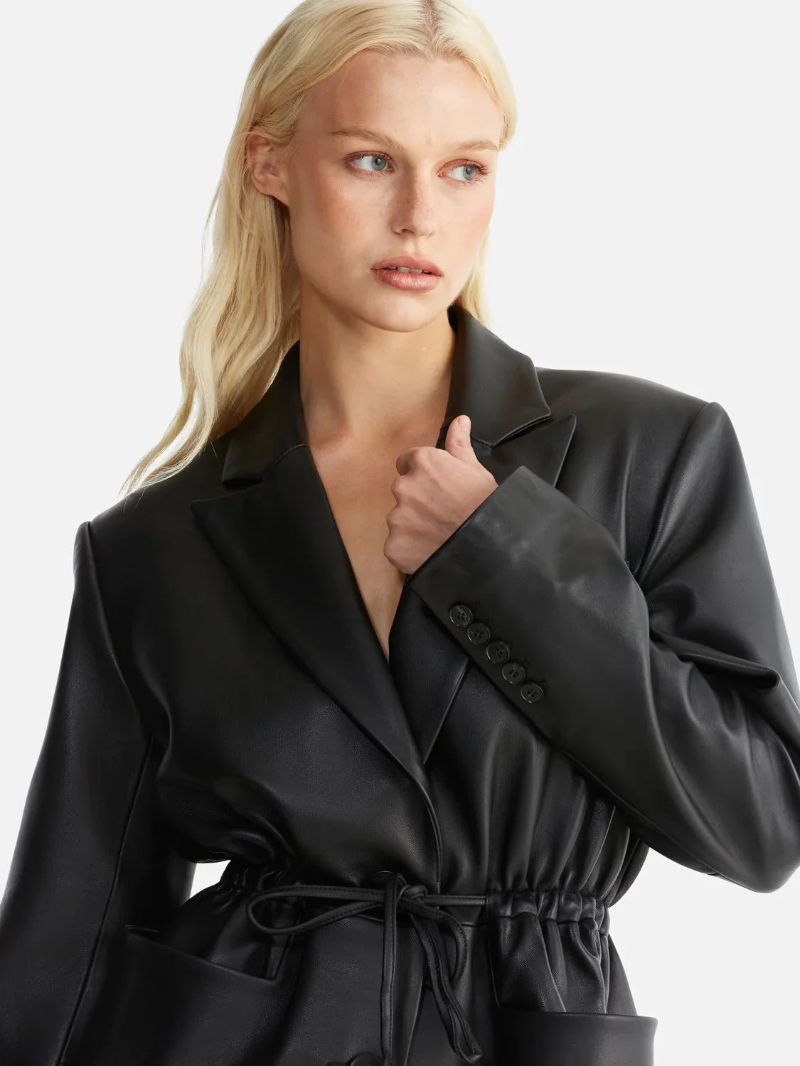 ENA PELLY - MARCO LEATHER BLAZER (BLACK) - Image 4