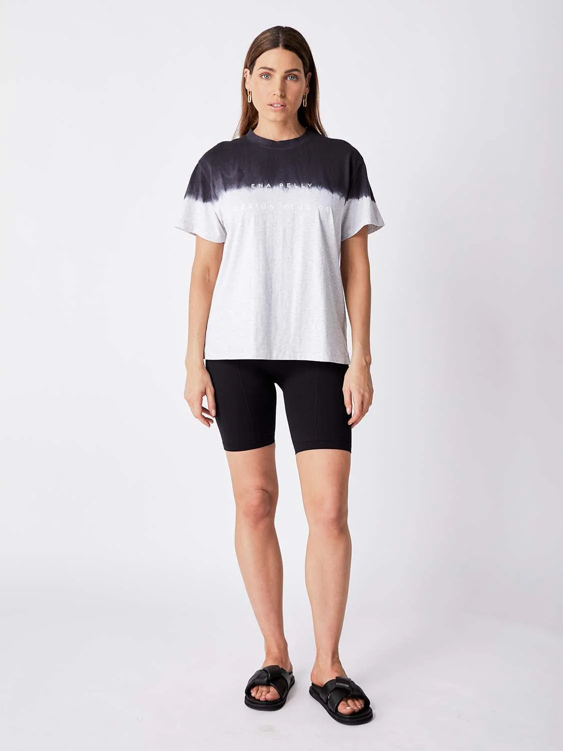 ENA PELLY - Minimal Logo Dip Dye Tee (White Marle) - Image 3