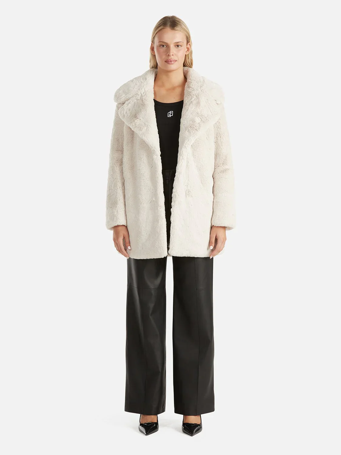 ENA PELLY - MINIMALIST FAUX FUR JACKET (BONE) - Image 3