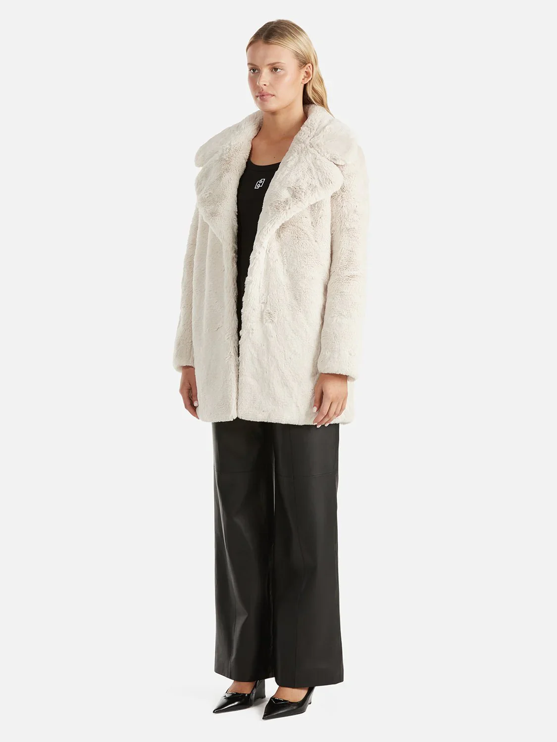 ENA PELLY - MINIMALIST FAUX FUR JACKET (BONE) - Image 5