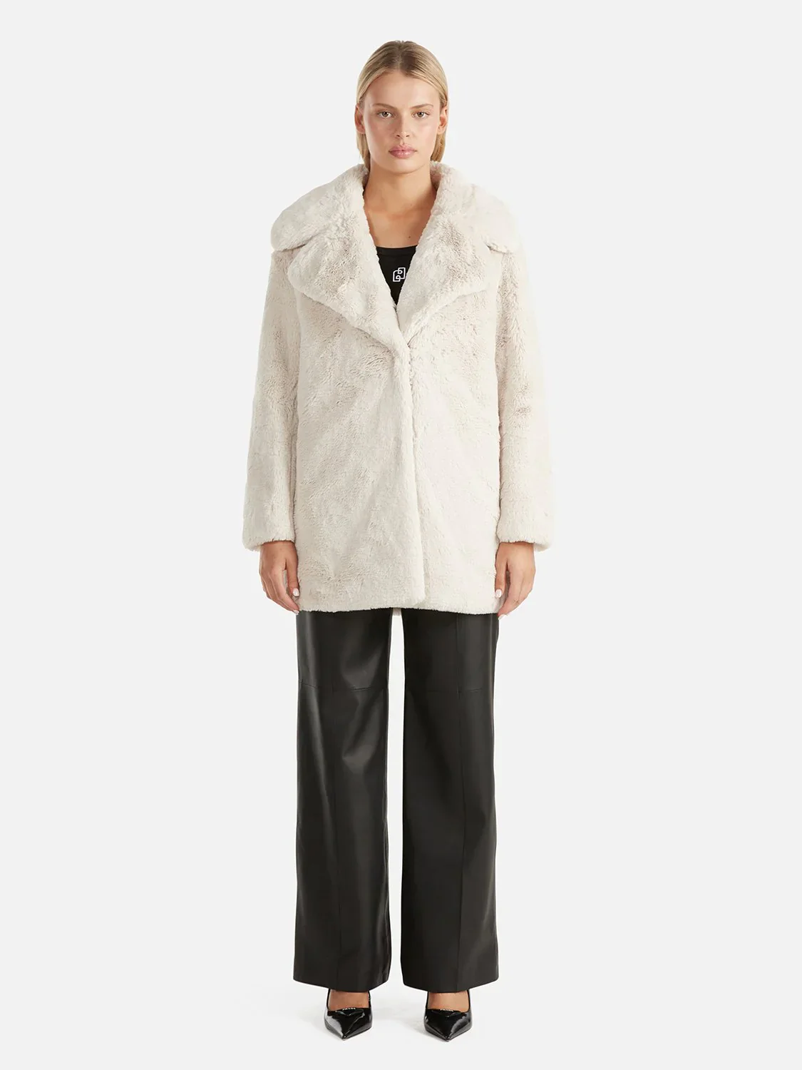 ENA PELLY - MINIMALIST FAUX FUR JACKET (BONE) - Image 6
