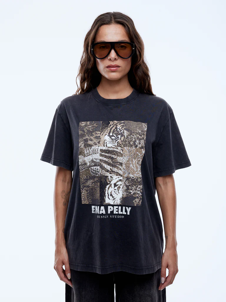 ENA PELLY - MIXED ANIMAL TEE (VINTAGE BLACK)